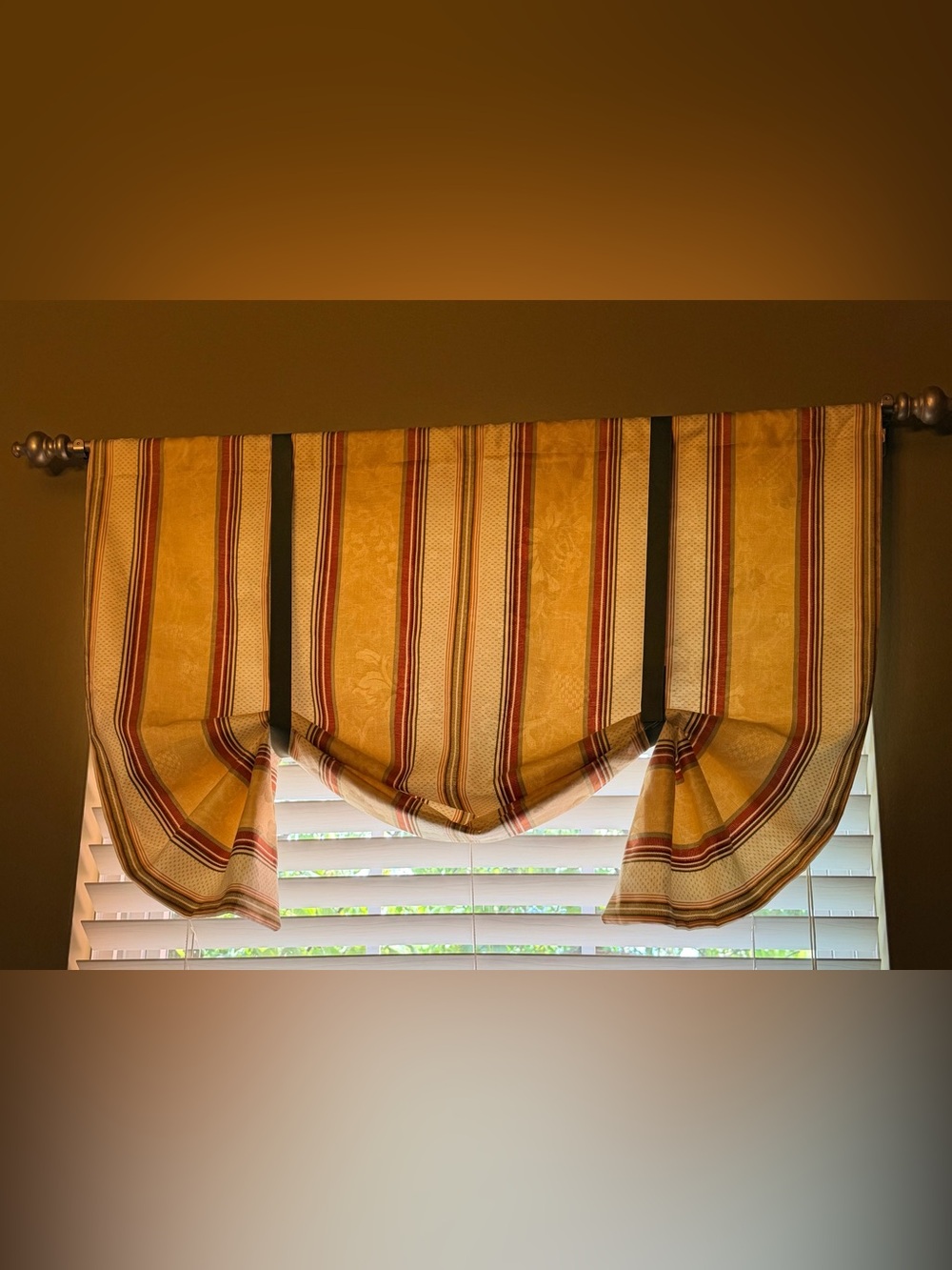 2 Yellow Striped Tailored traditional Window Valance 36x24 in